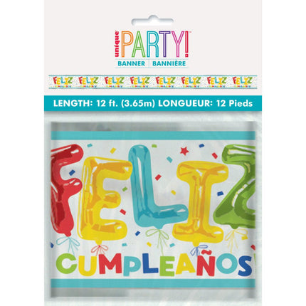 Banner Feliz Cumpleanos 3,65m van Unique koop je bij Partywinkel