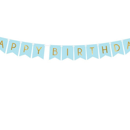 Banner Happy Birthday Lichtblauw 1,75m van Partydeco koop je bij Partywinkel