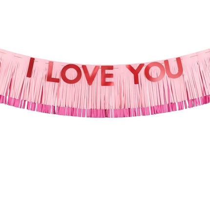 Rood Roze Banner I Love You 1,5m van Partydeco koop je bij Partywinkel