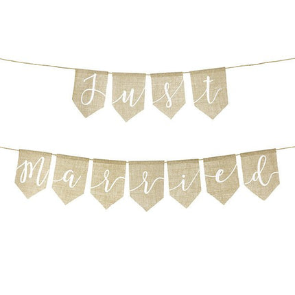 Banner Just Married 1,85m van Partydeco koop je bij Partywinkel