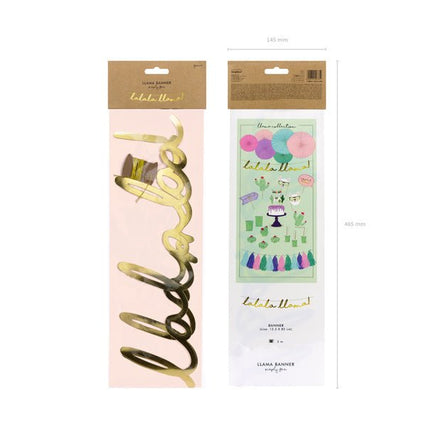 Banner Lalala Llama Goud 82cm van Partydeco koop je bij Partywinkel