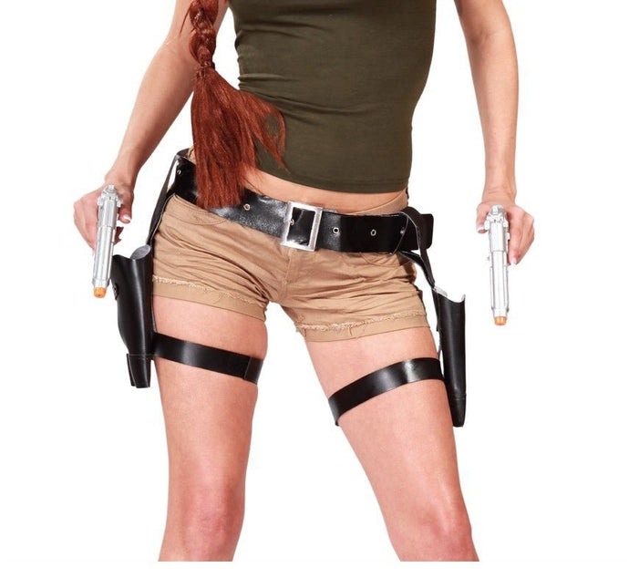 Beenholsters Tomb Raider en Pistolen van Fiestas Guirca koop je bij Partywinkel