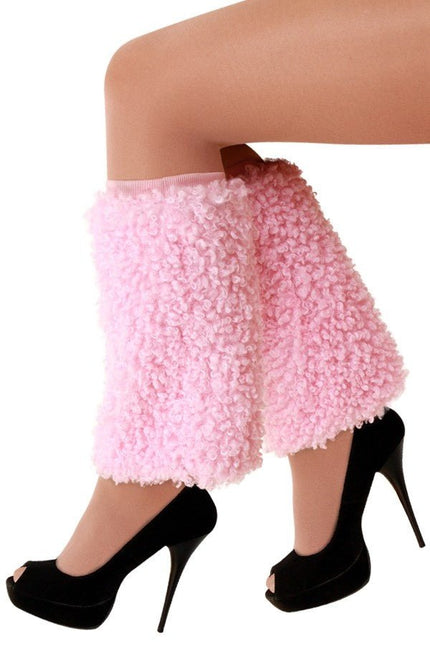 Beenwarmers Pluche Curly Roze van PartyXplosion koop je bij Partywinkel