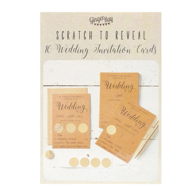 Beige Uitnodigingen Bruiloft 15cm 10st van Ginger Ray koop je bij Partywinkel