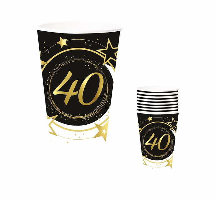 Bekers 40 Jaar 240ml 6st van Fiestas Guirca koop je bij Partywinkel