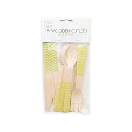 Bestekset Lime Groen Hout 18st van WeFiesta koop je bij Partywinkel