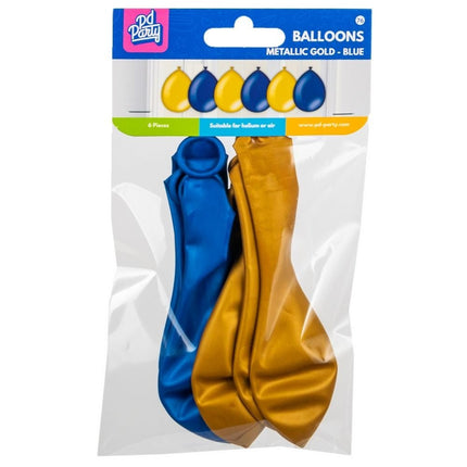 Blauw Gouden Ballonnen Metallic 30cm 6st van Paper Dreams koop je bij Partywinkel