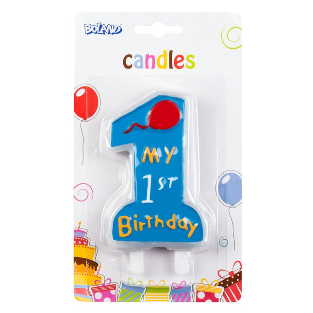 Blauw Kaars 1 Jaar My 1St Birthday 8cm van Boland koop je bij Partywinkel