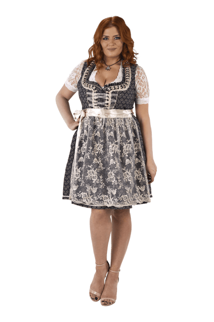 Blauw Wit Creme Dirndl Jurk Oktoberfest Dames 2 Delig van Haus Huberts koop je bij Partywinkel