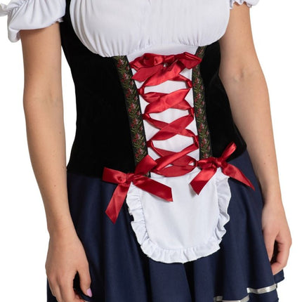 Blauw Witte Dirndl Jurk Oktoberfest Linda van Partychimp koop je bij Partywinkel