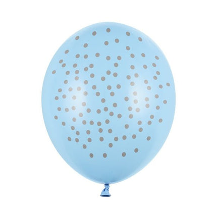 Blauwe Ballonnen Grijze Stippen 30cm 6st van Partydeco koop je bij Partywinkel