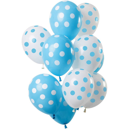 Blauwe Ballonnen Stippen 30cm 12st van Folat koop je bij Partywinkel