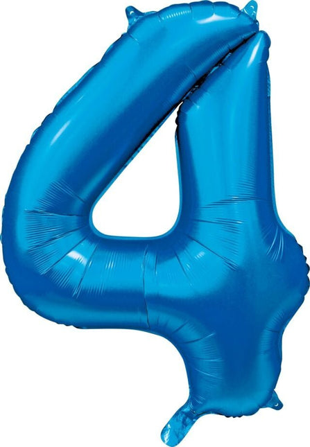 Blauwe Cijfer Ballon 4 Jaar Glans 86cm van WeFiesta koop je bij Partywinkel