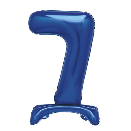 Blauwe Cijfer Ballon 7 Jaar Met Standaard 76cm van Unique koop je bij Partywinkel