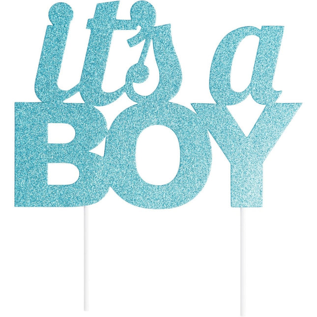Blauwe Geboorte Taarttopper It'S A Boy van Creative Converting koop je bij Partywinkel
