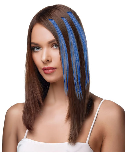 Blauwe Hair Extension 50cm 3st van Fiestas Guirca koop je bij Partywinkel