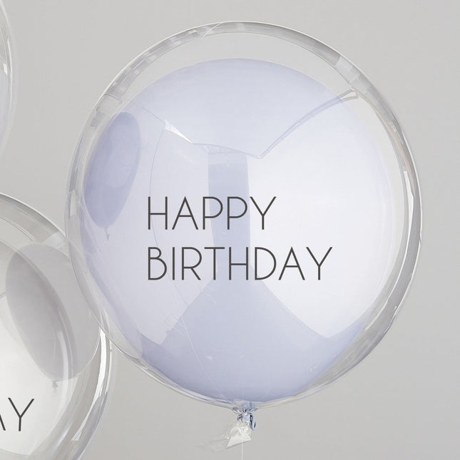 Blauwe Happy Birthday Ballonnen Dubbellaags 45cm 3st van Ginger Ray koop je bij Partywinkel