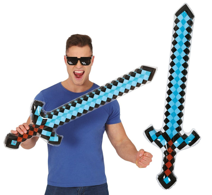 Blauwe Nep Zwaard Pixel van Fiestas Guirca koop je bij Partywinkel