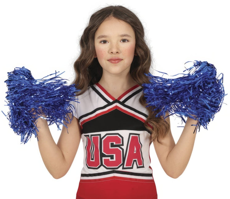 Blauwe Pompoms 2st van Fiestas Guirca koop je bij Partywinkel