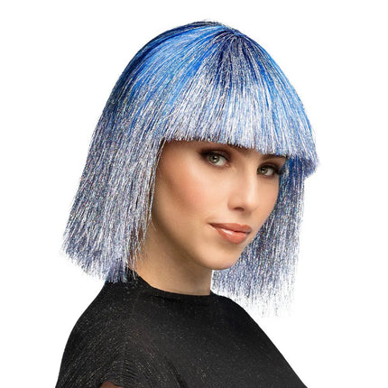 Blauwe Pruik Tinsel van Boland koop je bij Partywinkel