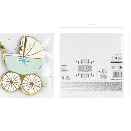 Blauwe Servetten Kinderwagen 14cm 20st van Partydeco koop je bij Partywinkel