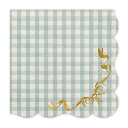 Blauwe Servetten Ruit Met Strik 33cm 12st van Partydeco koop je bij Partywinkel