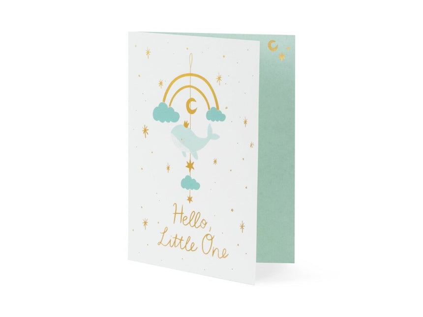 Blauwe Uitnodigingen Hello Little One 14x20cm 11st van Partydeco koop je bij Partywinkel