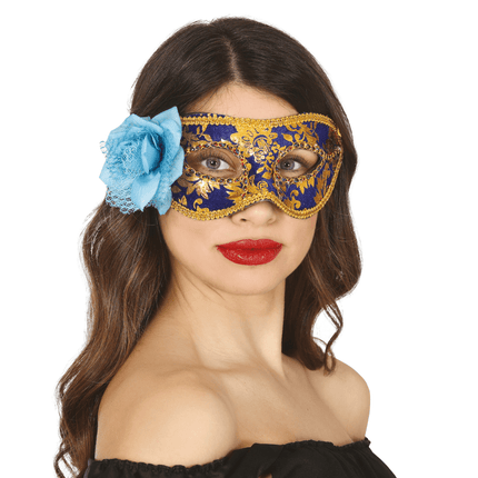 Bloem Masker Blauw Goud van Fiestas Guirca koop je bij Partywinkel