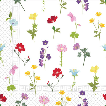 Bloemen Servetten Wit 33cm 20st van Procos koop je bij Partywinkel