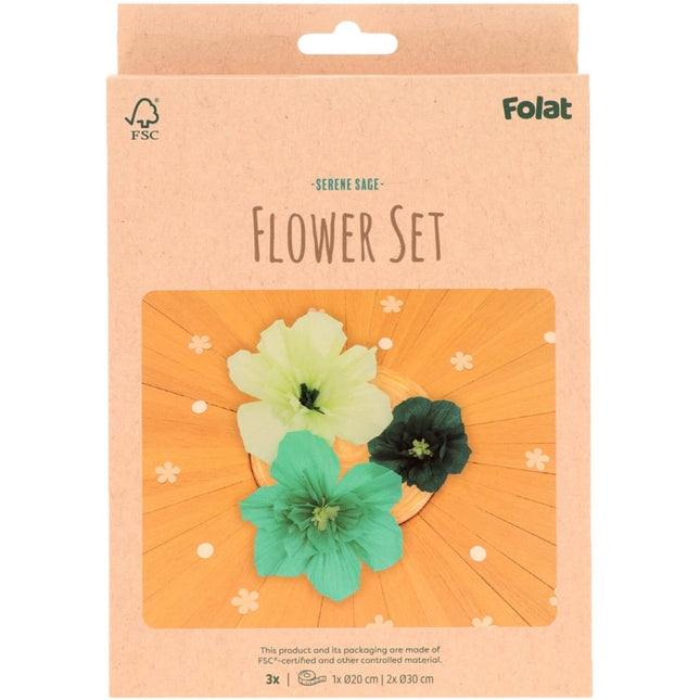 Bloemen Tafeldecoratie Groen 30cm 3st van Folat koop je bij Partywinkel