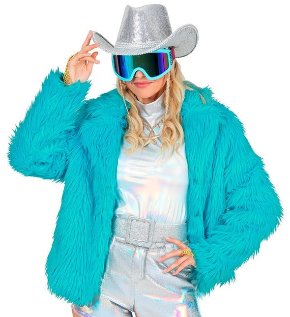 Bontjas Dames Pluche Turquoise van Widmann koop je bij Partywinkel