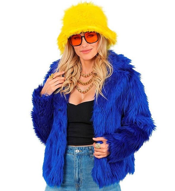 Bontjas Pluche Blauw Dames van Widmann koop je bij Partywinkel