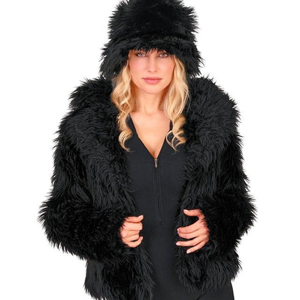 Bontjas Pluche Dames Zwart van Widmann koop je bij Partywinkel