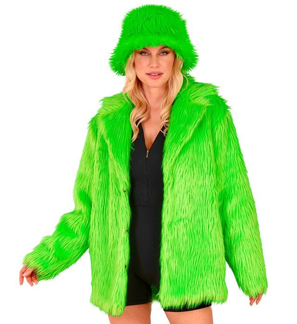 Bontjas Pluche Neon Groen van Widmann koop je bij Partywinkel
