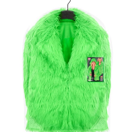 Bontjas Pluche Neon Groen Dames van Widmann koop je bij Partywinkel