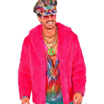 Bontjas Pluche Neon Roze van Widmann koop je bij Partywinkel