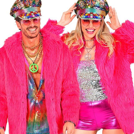 Bontjas Pluche Neon Roze van Widmann koop je bij Partywinkel