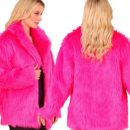 Bontjas Pluche Neon Roze van Widmann koop je bij Partywinkel