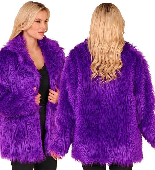 Bontjas Pluche Paars van Widmann koop je bij Partywinkel