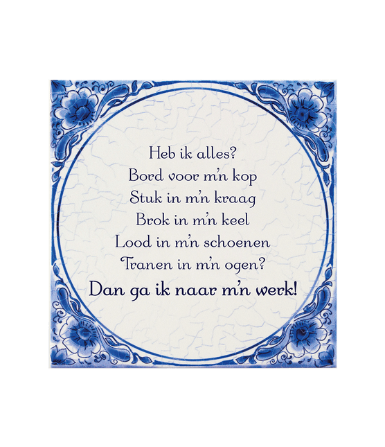 Bord Voor M'N Kop Delftsblauw Tegel van Paper Dreams koop je bij Partywinkel