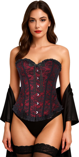 Bordeaux Rode Corset Dames van Fiestas Guirca koop je bij Partywinkel