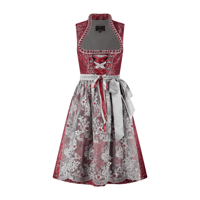 Bordeaux Rode Dirndl Jurk Oktoberfest Dames Kant 2 delig van Haus Huberts koop je bij Partywinkel