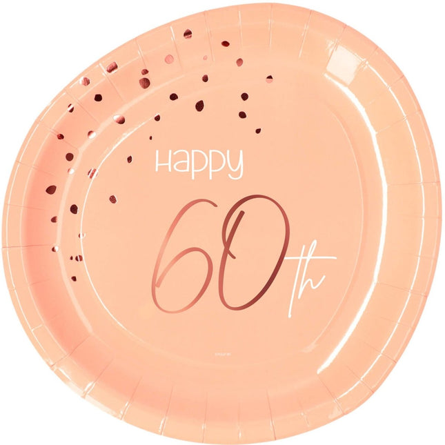 Borden 60 Jaar Rose Goud 23cm 8st van Folat koop je bij Partywinkel