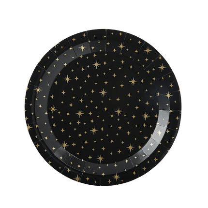 Borden Gouden Sterren Zwart 20cm 8st van Paper Dreams koop je bij Partywinkel
