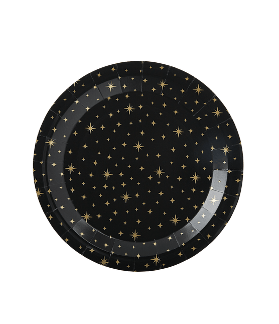 Borden Gouden Sterren Zwart 20cm 8st van Paper Dreams koop je bij Partywinkel