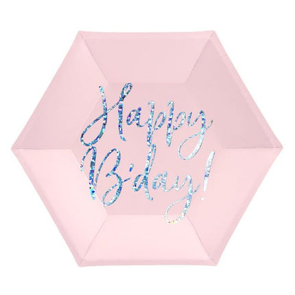 Borden Happy Birthday Lichtoze 20cm 6st van Partydeco koop je bij Partywinkel