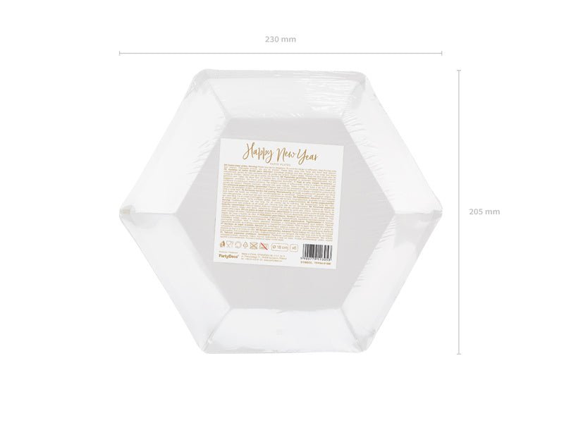 Borden Happy New Year Goud 20cm 6st van Partydeco koop je bij Partywinkel