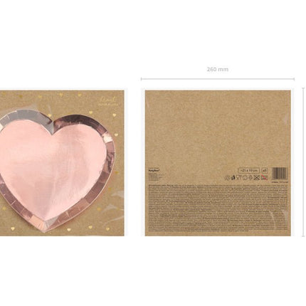 Borden Hart Rose Goud 21cm 6st van Partydeco koop je bij Partywinkel