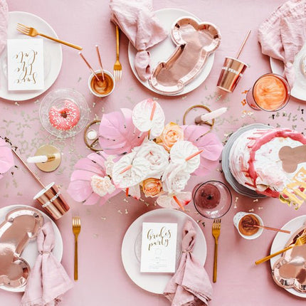 Borden Piemel Rose Goud 26,5cm 6st van Partydeco koop je bij Partywinkel