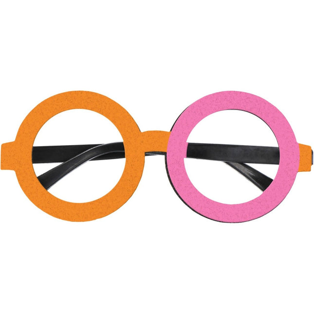Bril Colorblock Oranje/Roze van Folat koop je bij Partywinkel